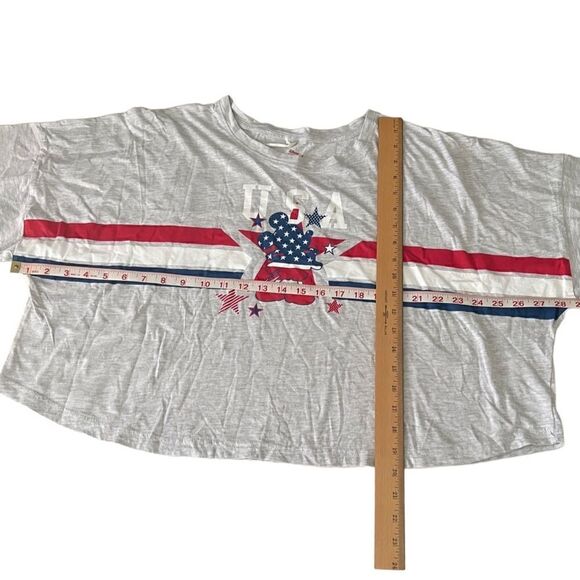 Disney Patriotic Red White & Blue USA Mickey Mouse Gray Top Women's Size XL - Picture 3 of 7
